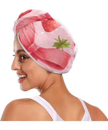 Bow Tie Strawberry Hair Towel 2 Pack | Super Absorbent Quick Dry Hair Turbans for Women & Girls - Buy Online on GoSupps.com