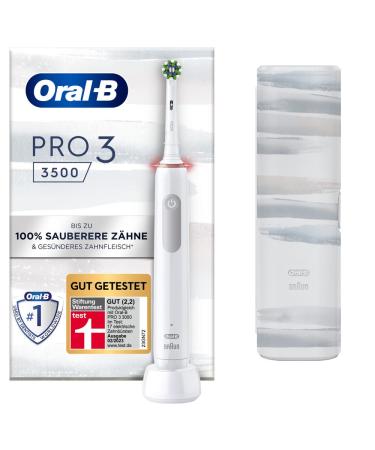 Oral-B Pro 3 3500 electric toothbrush/electric toothbrush with 3 cleaning modes and visuals 360 pressure control for dental care travel case stripes gift man/woman designed by brown white streak design design