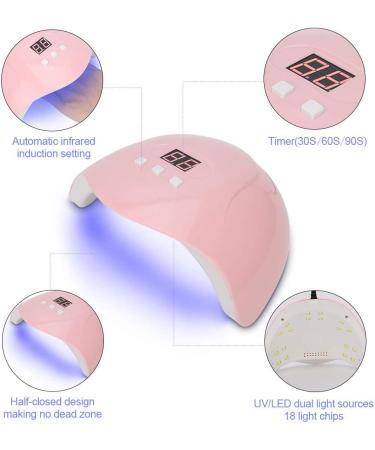 UV LED Nail Lamp 54W 18pcs UV LED Nail Light Portable Nail Lamp Professional Nail Dryer Gel Polish Light with 3 Timers Professional Nail Art Tools(Pink) - Buy Online on GoSupps.com