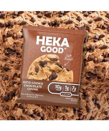 Heka Good Foods Low Carb Keto Chocolate Chunk Cookie - 3g Net Carb, 10g Protein, No Sugar, Grain & Gluten Free - 12 Count - Buy Online on GoSupps.com