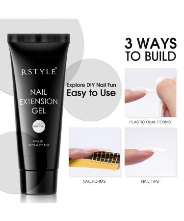 Rstyle Poly Nail Gel 80ml - Pink Acrylic Gel for Professional Manicure Nail Extension & Art | UV/LED Nail Polish for Strong Natural Finish - Buy Online on GoSupps.com