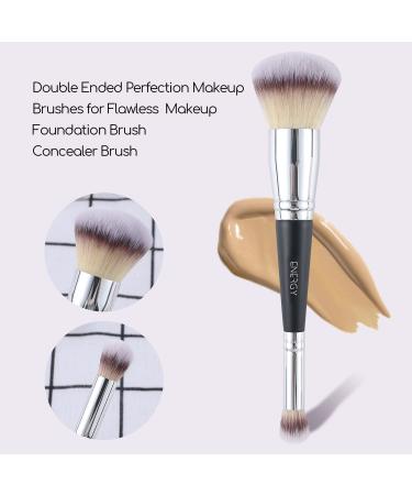 ENERGY Dual-Ended Foundation & Concealer Brush for Liquid, Cream, and Powder Makeup - Premium Luxe Hair, Rounded Tapered Design for Flawless Blending and Stippling - Dual Ended Makeup Brush - Buy Online on GoSupps.com