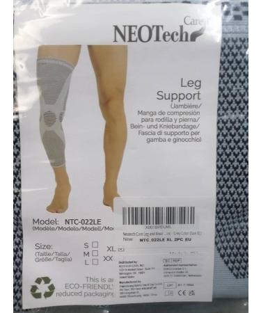 NeoTech Care Bamboo Knee Support Sleeve - Elastic, Breathable, Medium Compression - Grey - Sizes S, M, L, XL - X-Large - Buy Online on GoSupps.com