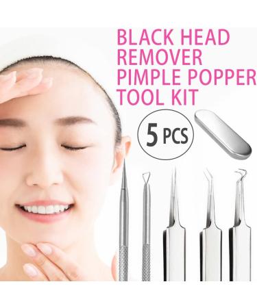 Japard Professional 5 Pcs Blackhead Remover Kit - Stainless Steel Tools for Acne, Pimple, Blemish, and Whitehead Removal on Nose and Face - Buy Online on GoSupps.com