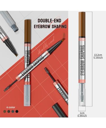 2 in 1 Waterproof 3D Eyebrow Pencil with Eyebrow Gel Micro Eyebrow Pencil with 4 Fork Tip Applicator Dual-Ended Eye Brow Pencils for Women Creates Natural Looking Brows (2 Black) Black 2 - Buy Online on GoSupps.com