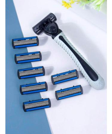 7-Blade Manual Safety Razor for Men & Women - 6-Layer Stainless Steel Blades Replaceable Shaver Head - Black - Buy Online on GoSupps.com