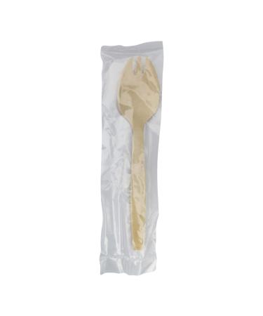 PacknWood - 210SPKBEM Wooden Spork, Individually Wrapped (Case of 250) 250 Pieces Wrapped