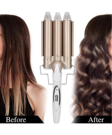 ANKROYU Three Barrel Curling Iron Portable Crimpers Professional Hair Curling Wand Salon Hairstyling Waver Hair Crimper Adjustable Quickly Curling Wand for Travel Party(US) - Buy Online on GoSupps.com