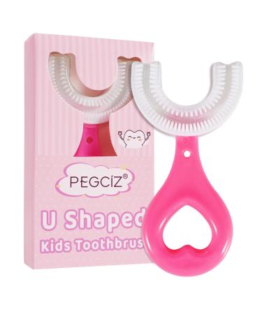 Kids U-Shaped Toothbrush Toddler Toothbrush Food Grade Soft Silicone Brush Head Manual Whole Mouth Toothbrush for Kids Age 2-6 360 Oral Teeth Cleaning Design