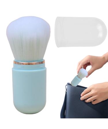 Retractable Cosmetic Brush - Travel Face Brush Retractable Blush Brush | Portable Makeup Tools Powder Foundation Applicator Compact Face Brush with for Foundation Blush Bronzer Powder blue