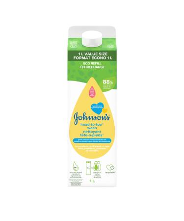 Johnson s Head to Toe Wash 1L Carton Refill Gently Cleanses Baby's Delicate Skin Hypoallergenic Cleanser Paraben Free 1L