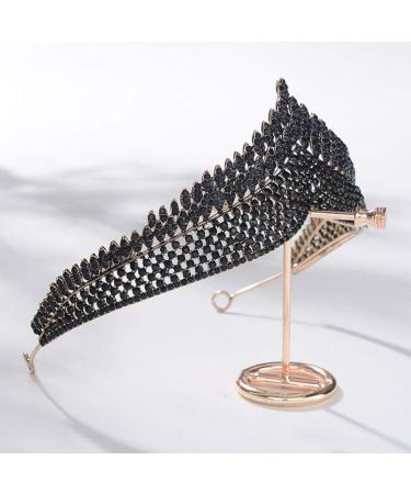 FRCOLOR Jeweled Baroque Queen Crown Black Crown Gothic Headpiece Rhinestone Wedding Crown Costume Party Hair Accessories for Women - Buy Online on GoSupps.com