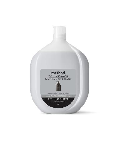 Method Liquid Hand Soap Refill Biodegradable Formula Reloads Gel Hand Wash Bottle Vetiver + Amber Scent 1 Liter
