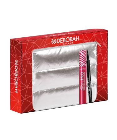 DEBORAH Deborah Milano Gift Idea Pouch No. 08 with Instant Like and Pro Mascara and Eyeliner Pen 24 Hours Extra Black