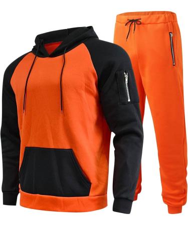 Hanxiulin Men's Training Suit - Cotton Jogging Set Sweatshirt & Pants for Fitness | Sport Jogging Outfit in Orange - Buy Online on GoSupps.com