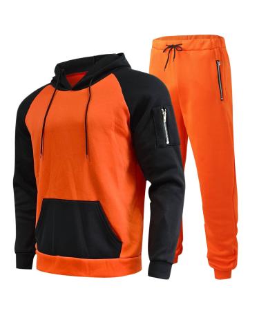Hanxiulin training suit for men jogging suit men jogging suit sweatshirt pants men joggingsuit made of cotton sports clothing fitness sport joggen orange l