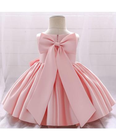 Princess Sleeveless Bowknot Tutu Baby Dress for Toddler Bridesmaid | Pink | 12-18 Months - Buy Online on GoSupps.com