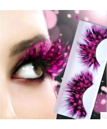 Dorisue Feather Eyelashes Pink Eyelashes With Peacock Butterfly Long Halloween Eyelashes Custome Barbie Hot pink