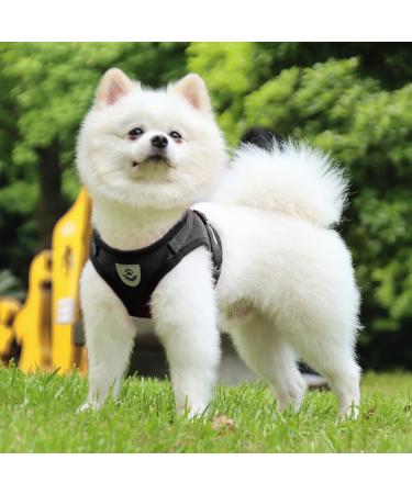 Premium Reflective Soft Padded Dog Harness & Cat Dishes for Small Pets - Air-Mesh Leash Included Adjustable Fit (35-39cm) - Black - Buy Online on GoSupps.com