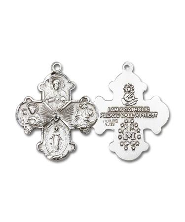 Sterling Silver 4-Way Pendant with Heavy Curb Chain - 1 1/8 x 7/8 inches - Buy Online on GoSupps.com