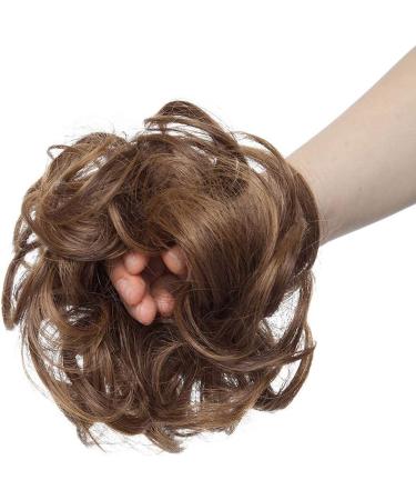 Messy Hair Scrunchies Bun Extensions Medium Light Brown to Light Auburn - 30g | Curly Wavy Hair Pieces for Women Updo Ponytail Chignons - Buy Online on GoSupps.com
