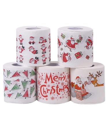Bumdenuu 5 Styles Paper Roll Tissue Paper Towels Xmas Office Room Toilet Paper 5 Roll