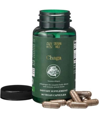 Siberian Wild Chaga Mushrooms Capsules 1500mg 90 Capsules Natural and Pure Immune Support Dietary Supplement Vegan Friendly Non-GMO Mushroom Supplement Rich in Antioxidants Minerals - Buy Online on GoSupps.com
