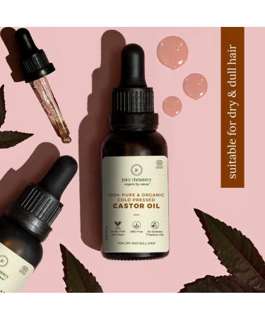 Juicy Chemistry Certified Organic Castor Oil - 100% Natural Carrier Oil for Radiant Skin & Hair Conditioning (30ml) - International Shipping Available - Buy Online on GoSupps.com