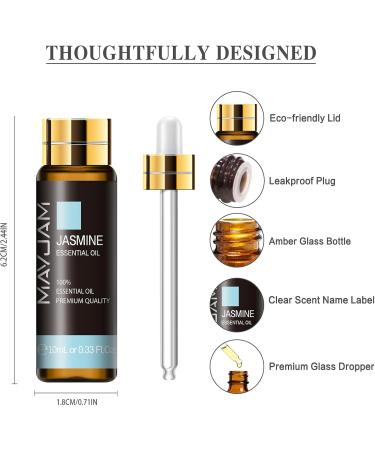 Jasmine Essential Oil MAYJAM 10ML/0.33FL.OZ Premium Jasmine Oils for Soap Candle Making Diffuser Bedroom Living Room Office - Buy Online on GoSupps.com