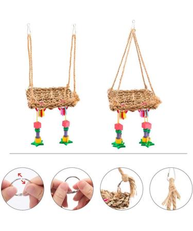 POPETPOP Bird Hammock-Bird Foraging Toy Perch Net Seagrass Mat Parakeet Swing Bird Toys for Cockatoo Cockatiels-Conure-Budgie-Parakeet-Lovebird-Parrots - Buy Online on GoSupps.com