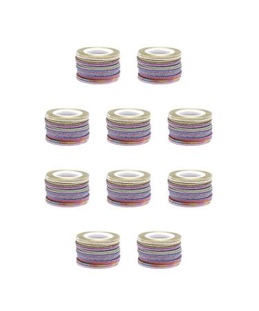 lmoikesz 10 Set of/set Multicolored Nail Art Striping Tape Set Wide Application And Easy To Fashionable And Unique Paper Good Gifts Random Color 2MM Random Color 2MM 10Set