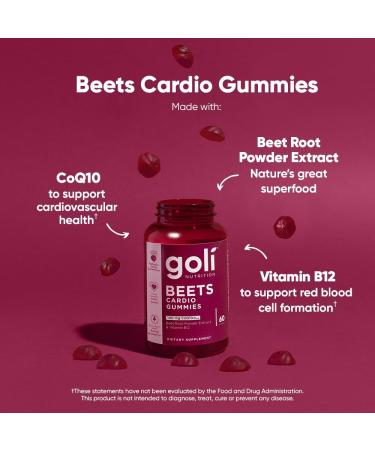 Buy Goli Beets Cardio Gummy Supplements - 60 Count - Vegan Gluten-Free Non-GMO 100mg CoQ10 & Beet Root Extract - Buy Online on GoSupps.com
