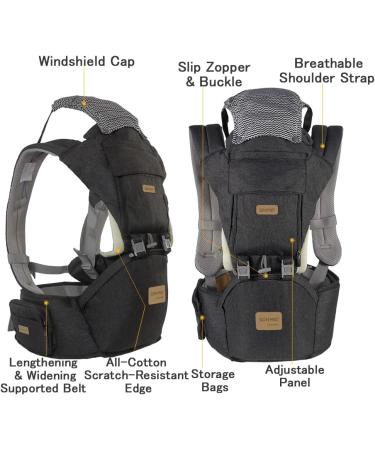 SONMEI Ergonomic Baby Carrier with Hip Seat | 360 Positions | Soft & Breathable | for Newborns & Toddlers | Dark Grey - Buy Online on GoSupps.com