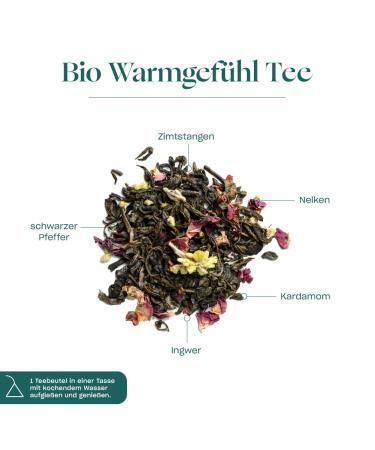 Organic Warm Feeling Tea - 25 Ayurvedic Tea Bags with Ginger Cinnamon & Black Pepper | High-Quality Herbal Tea | Sustainable & Certified - Buy Online on GoSupps.com