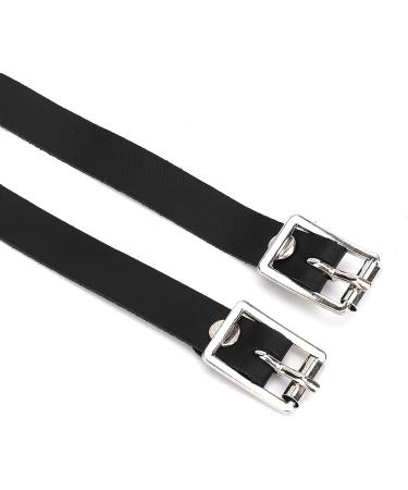Cerlingwee Double Layer Leather Spur Straps - 50cm Black | Stainless Steel Buckle | Horse Tool Accessories - Buy Online on GoSupps.com