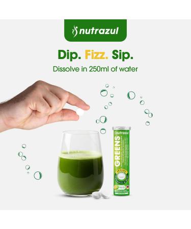 nutrazul Greens Effervescent Tablets - Daily Super Greens Supplement with 29 Superfoods - Antioxidant & Immune Support - Lemon Lime Flavor - Non-GMO - 30 Tablets - Buy Online on GoSupps.com