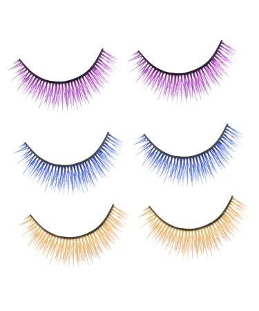 Beavorty 3 Pairs 3D False Eyelashes Costume Eye Lashes Soft Eyelashes 3D Fake Lashes dollsthetic lashes 3D Multilayer Colored False Eyelashes Faux Lashes fluffy extend Synthetic Silk Fiber