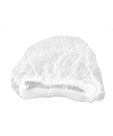 100PCS 24.8inch Unisex White Disposable Non-woven Bouffant Caps Hair Head Cover Net With Elastic Edge Mesh For Spray Salon Facilities Home Baking Visitors Food Service Labs Hospital