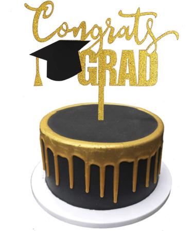 Topfunyy Congrats Grad Cake Topper Gold Acrylic Topper for Graduation/Grad Party Decorations - Buy Online on GoSupps.com