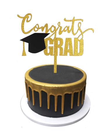 Gold Congrats Grad Cake Topper Acrylic Graduation Topper for Graduation/Grad Party Decorations