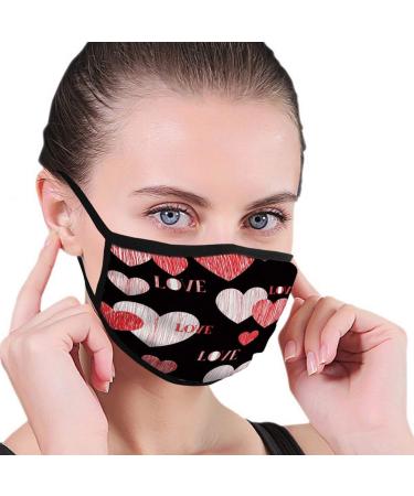 Breathable premium facial protection cover dear heart happily further day ornament valentine's day wall women men anti wind dust protection protective cover for skiing camping travel safety daily