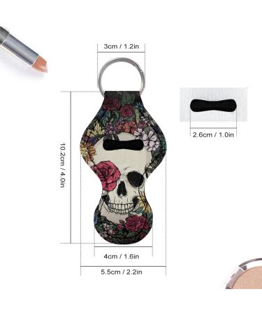 Skull Floral Neoprene Keychain Sleeve with Hand Sanitizer Holder - Women's Key Chain Clip On - Buy Online on GoSupps.com