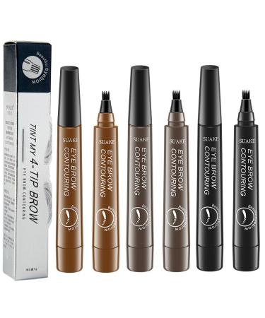 Suake Eyebrow Contouring Pen SUAKE Eyebrow Pen Waterproof Suake Eyebrow Pencil 4-Tip Micro-Fork Long Lasting Smudge Proof Liquid Eye Brow Pencils (3PCS-A)