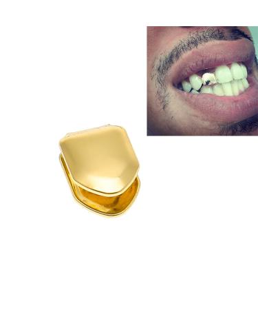 2pcs Golden Single Tooth Fangs Hip Hop Grills Set - Top & Bottom Dental Veneers - Buy Online on GoSupps.com