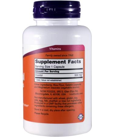NOW Foods Inositol 500mg 100 Capsules - Pack of 3 - Buy Online on GoSupps.com