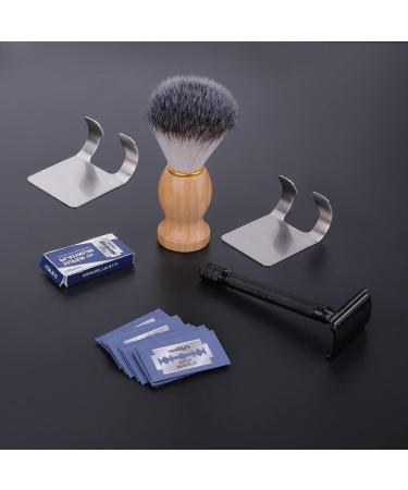 Eco-Friendly Black Razor Plane Set | 10 Blades Hooks & Brush | Sustainable Safety Razor for Men - Buy Online on GoSupps.com