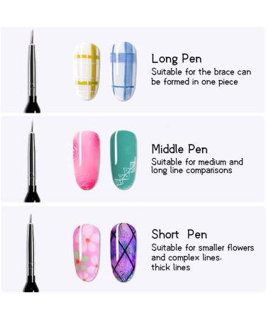 Nail Design Brush Set - Kanoson 3 Pieces Professional Fine Nail Art Brushes for Precise Nail Polish Design & Accessories - Buy Online on GoSupps.com