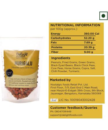 Delight Foods Karnataka Special Hurigalu (Roasted Spicy Lentils Mix) 300G - Indian Snacks - Buy Online on GoSupps.com