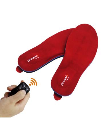 Dr.Warm Rechargeable Heated Insole with Remote Control Switch Wireless Thermal Insoles for Hunting Fishing Hiking Camping Unisex Red L-Women's 9-11, Men's 8.5-12