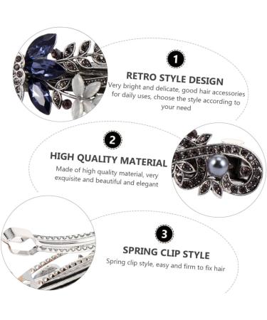 minkissy 1pc Spring Clip Girls Hair Clip Fashion Hairpin Rhinestone Hairpin Bridal Hair Jewelry Alloy Hairpin Women Accessories Bangs Clips Bobby Glass Crystal Vintage Bride 9X3X2CM Pattern F48-10 - Buy Online on GoSupps.com